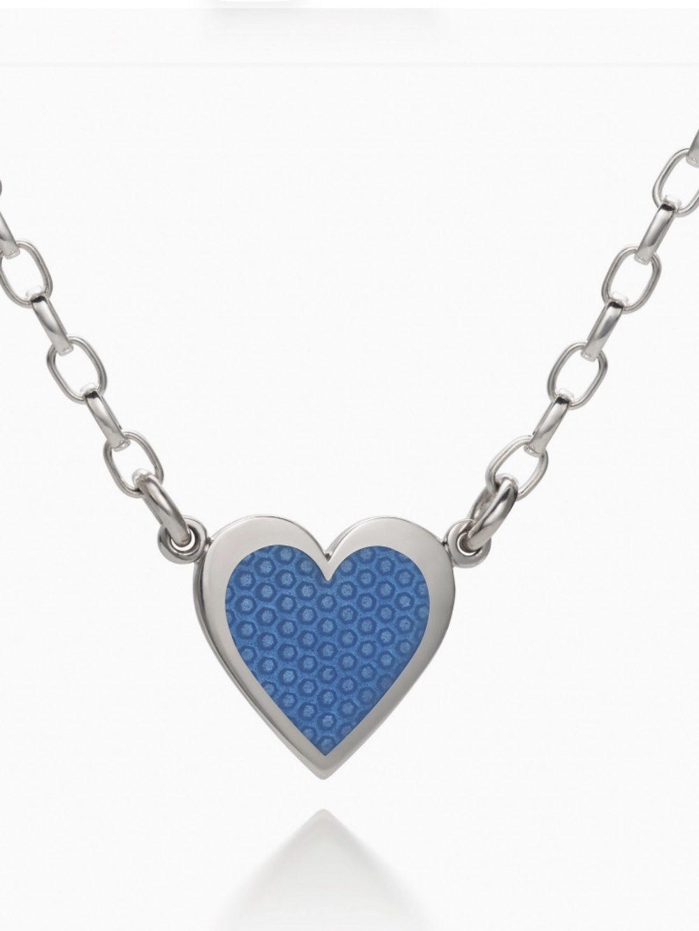 HEARTS OF LOVE STERLING SILVER HEART NECKLACE 18” FRENCH BLUE